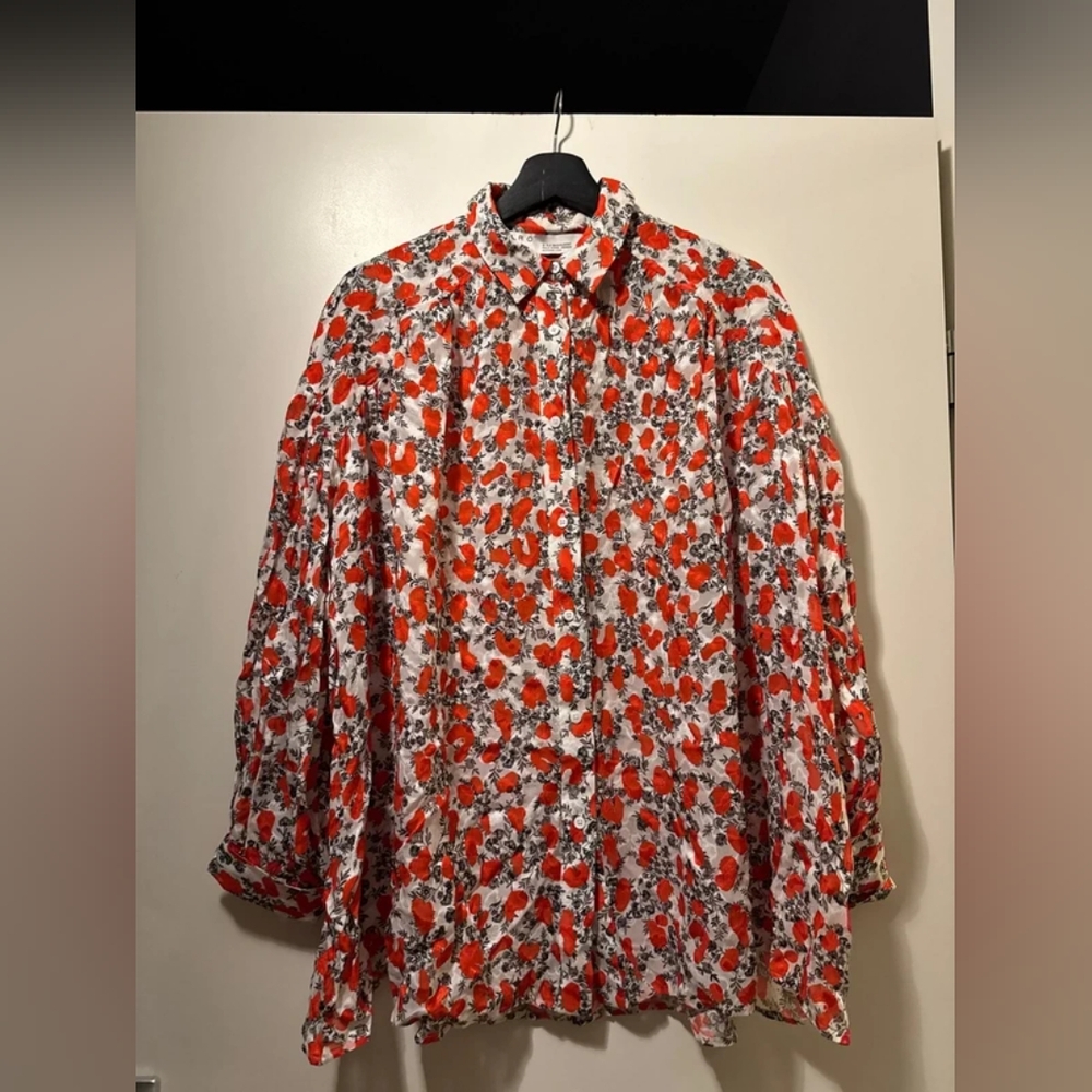 IRO Red and White Floral Top